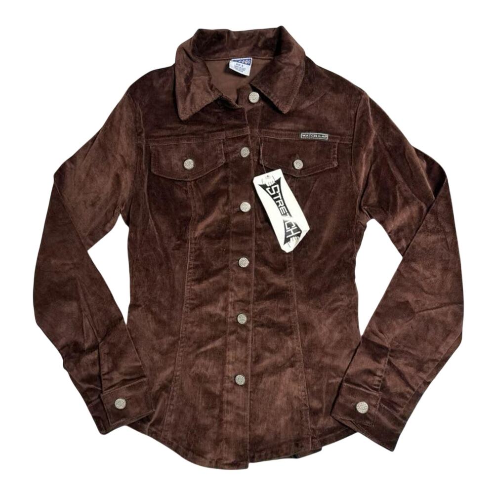 Vintage Watch LA Brown Corduroy Trucker Button Up Shirt Jacket Size Small